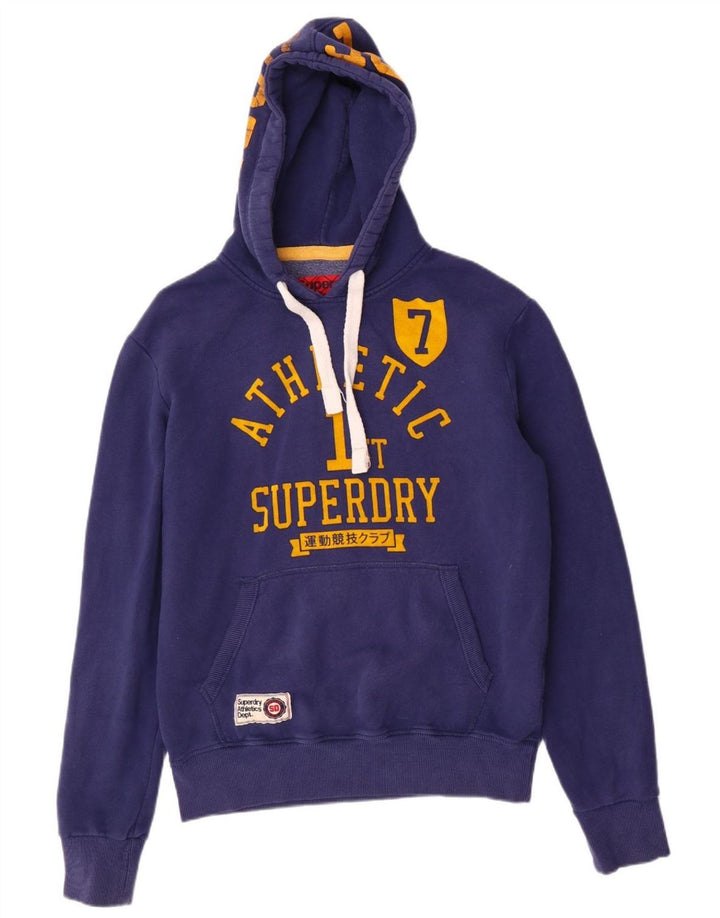 SUPERDRY moletom com capuz gráfico masculino grande algodão azul