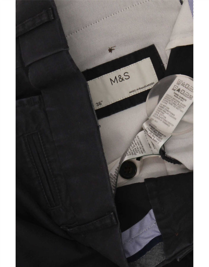 Shorts chino masculino Marks & Spencer W36 grande algodão azul marinho