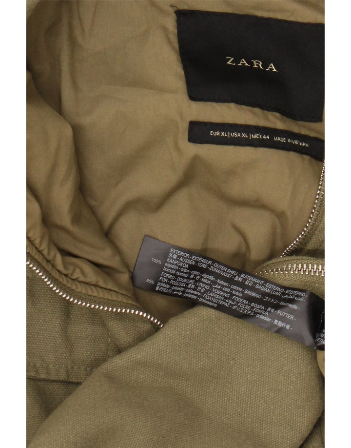 Jaqueta utilitária masculina Zara UK 42 XL algodão cáqui