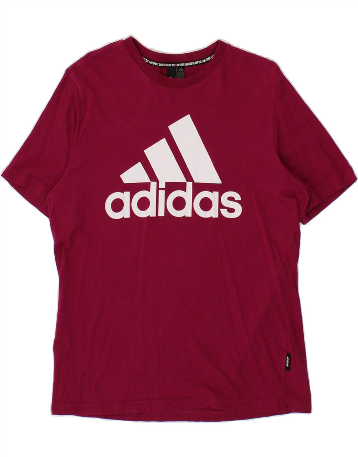 ADIDAS Mens Graphic T-Shirt Top Medium Burgundy Cotton Vintage Adidas and Second-Hand Adidas from Messina Hembry 