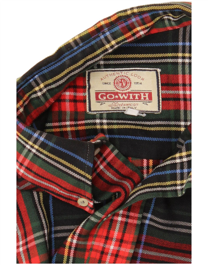 Camisa masculina vintage de flanela XL preta xadrez