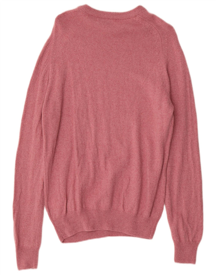 Suéter masculino Trussardi com gola redonda de lã rosa médio