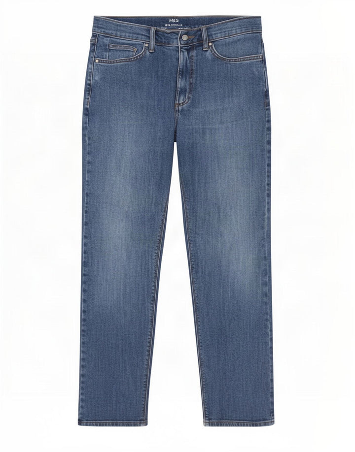 Jeans retos masculinos Marks & Spencer W30 L29 algodão azul