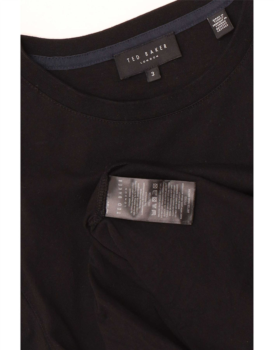 Camiseta gráfica masculina Ted Baker tamanho superior 3 algodão preto médio