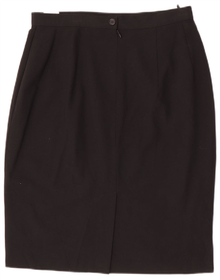Saia lápis feminina Marks & Spencer UK 12 médio W28 poliéster preto
