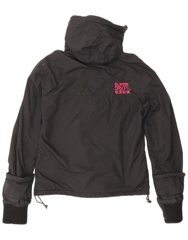 Jaqueta corta-vento feminina SUPERDRY com capuz e ajuste solto Reino Unido 10 pequena preta