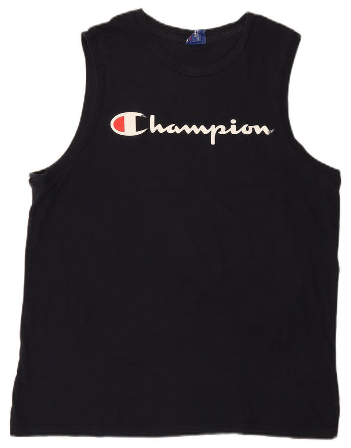 Colete gráfico masculino Champion pequeno azul marinho