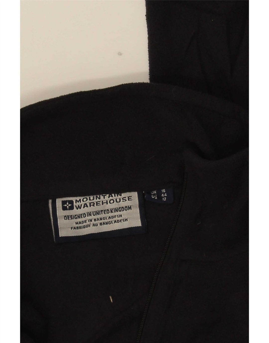 Jumper de lã feminino com zíper e gola em armazém UK 16 grande poliéster preto