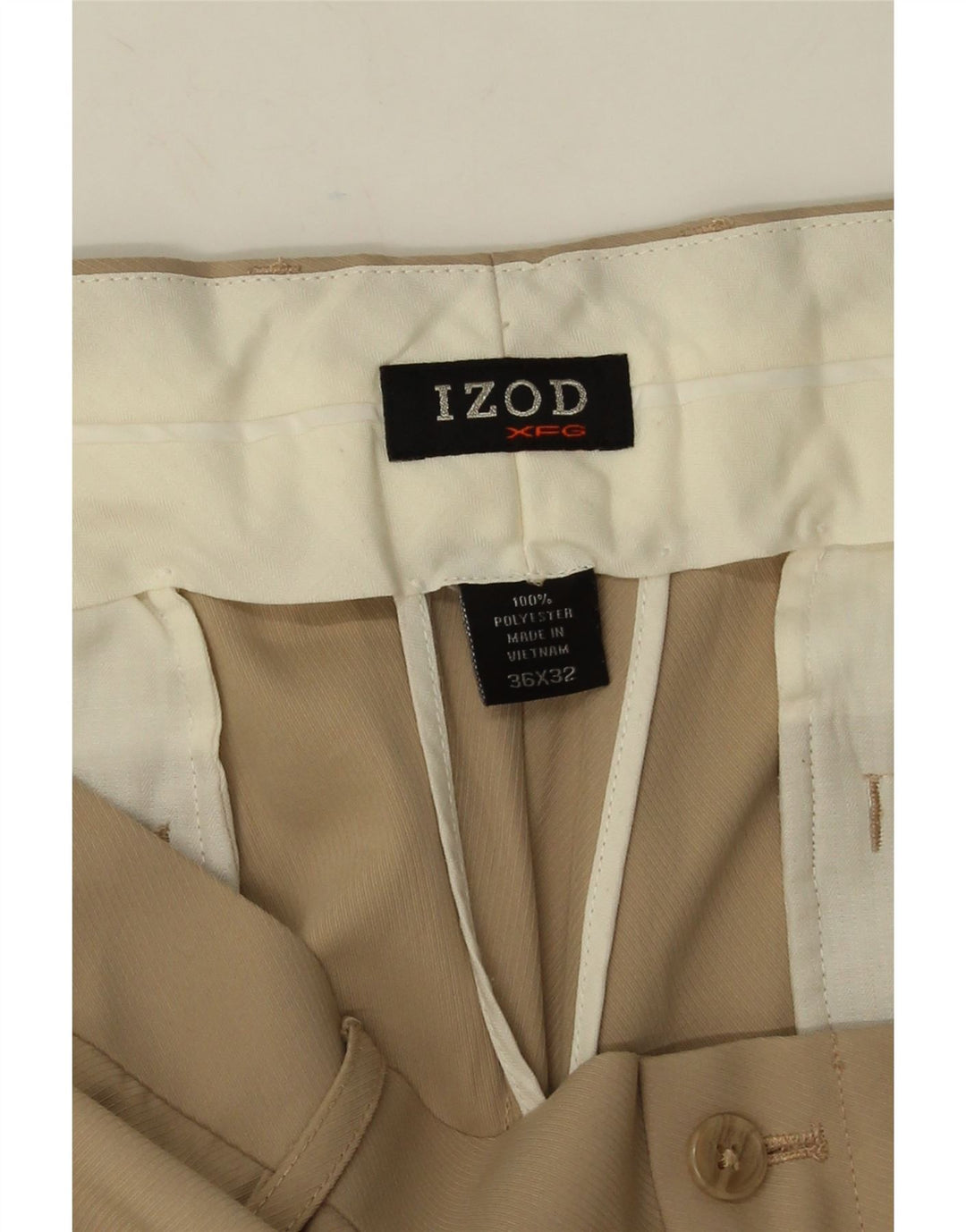 Calça Chino Izod Masculina Reta W36 L32 Poliéster Bege