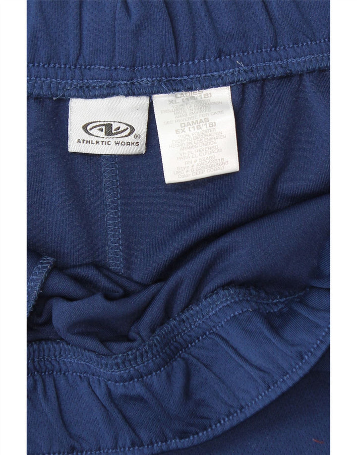 Shorts esportivos femininos VINTAGE UK 18 XL azul marinho poliéster