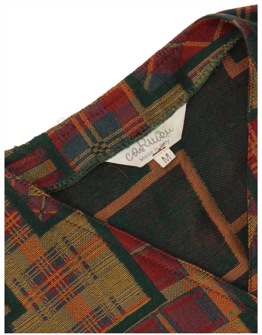 Colete feminino vintage UK 14 patchwork multicolorido médio
