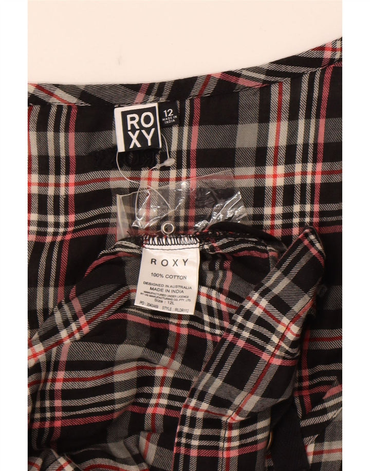 Vestido túnica feminino Roxy sem mangas Reino Unido 12 algodão xadrez preto médio