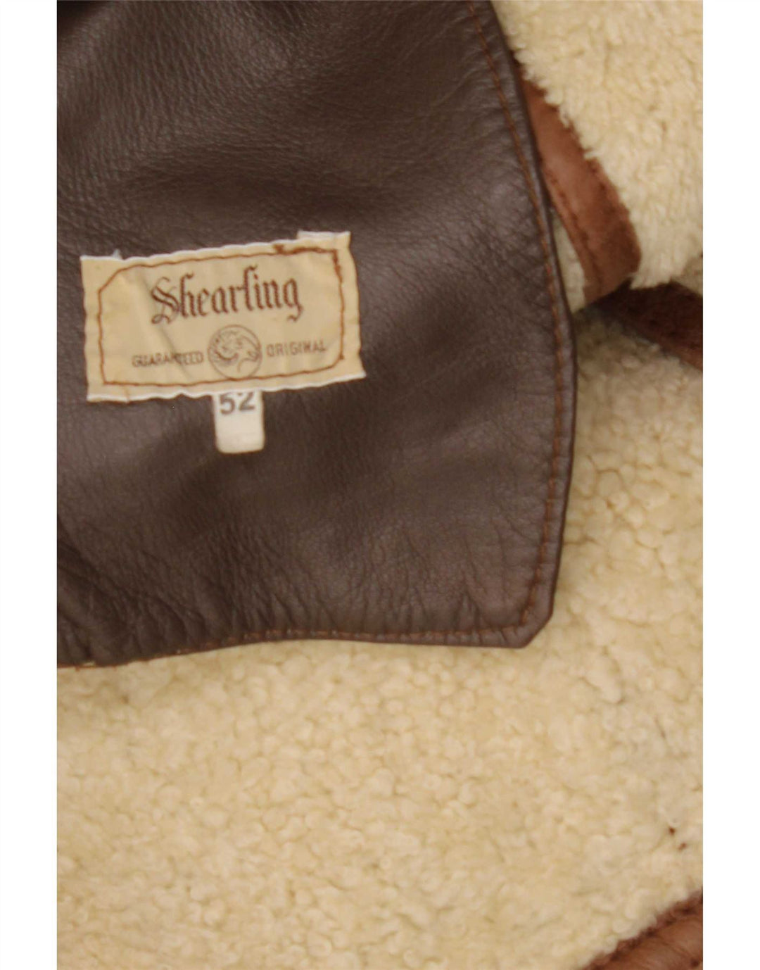 Jaqueta Vintage Masculina de Shearling IT 52 XL Bege Shearling