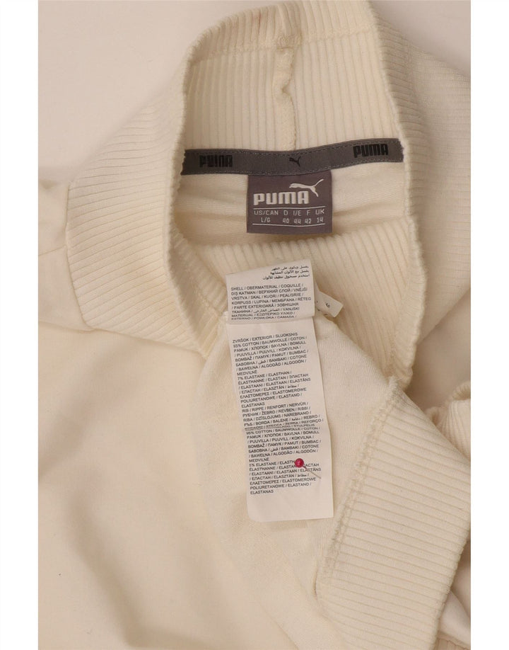 Puma feminino gráfico moletom jumper UK 14 grande algodão branco