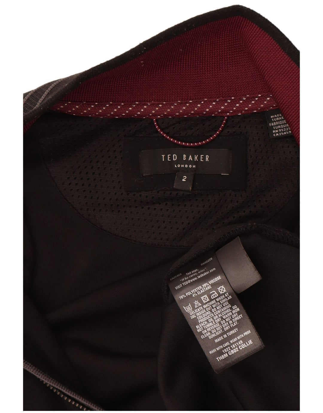 Poliéster preto pequeno tamanho 2 do revestimento superior do fato de treino dos homens de Ted Baker