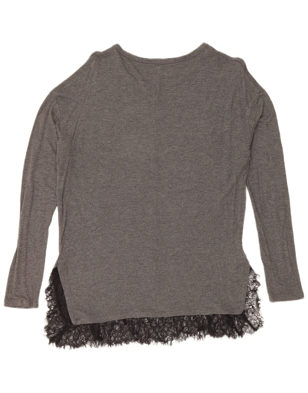 Blusa feminina de manga comprida Zara Top UK 14 cinza médio