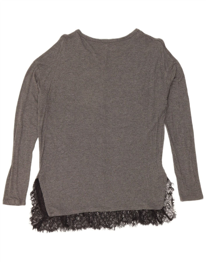 Blusa feminina de manga comprida Zara Top UK 14 cinza médio