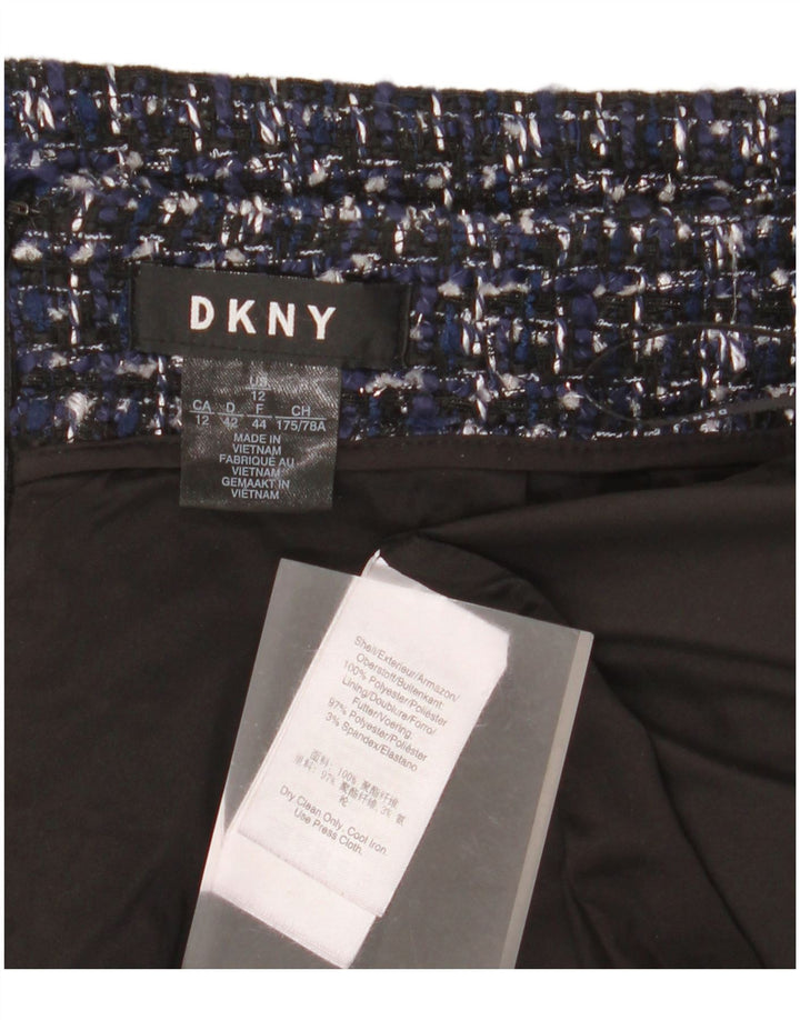 Saia lápis feminina Dkny EUA 12 grande W34 poliéster manchado azul marinho