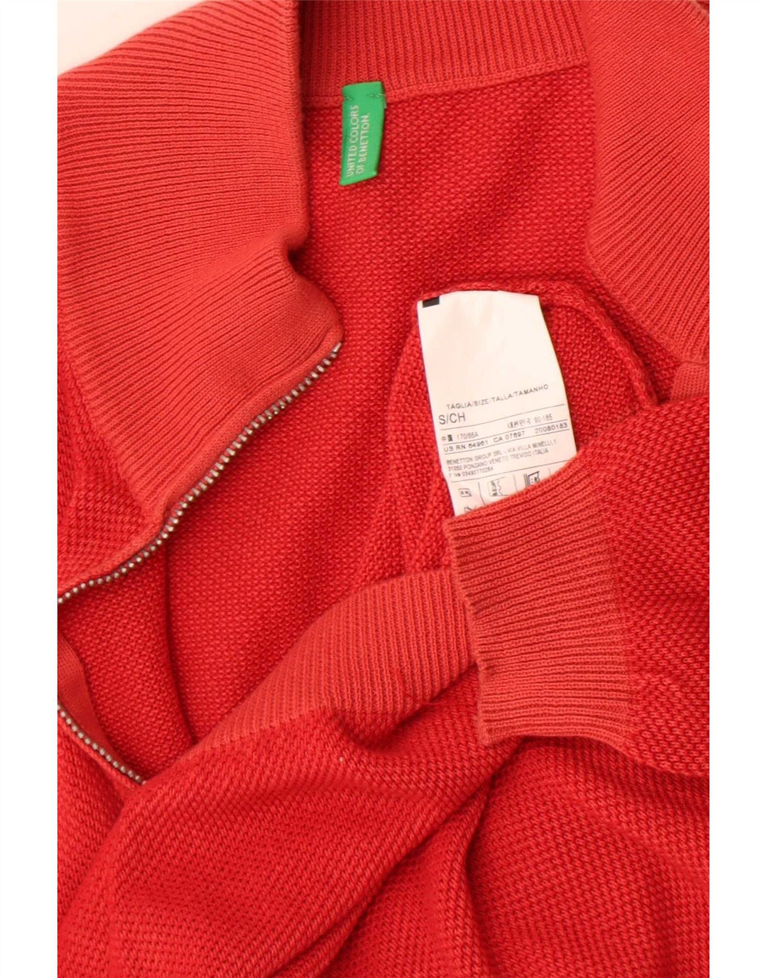 Suéter cardigã masculino Benetton pequeno algodão vermelho