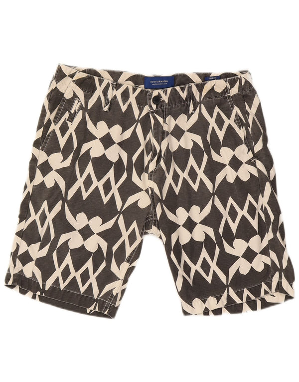 Scotch & Soda Mens Chino Shorts W30 Algodão Geométrico Cinza Médio