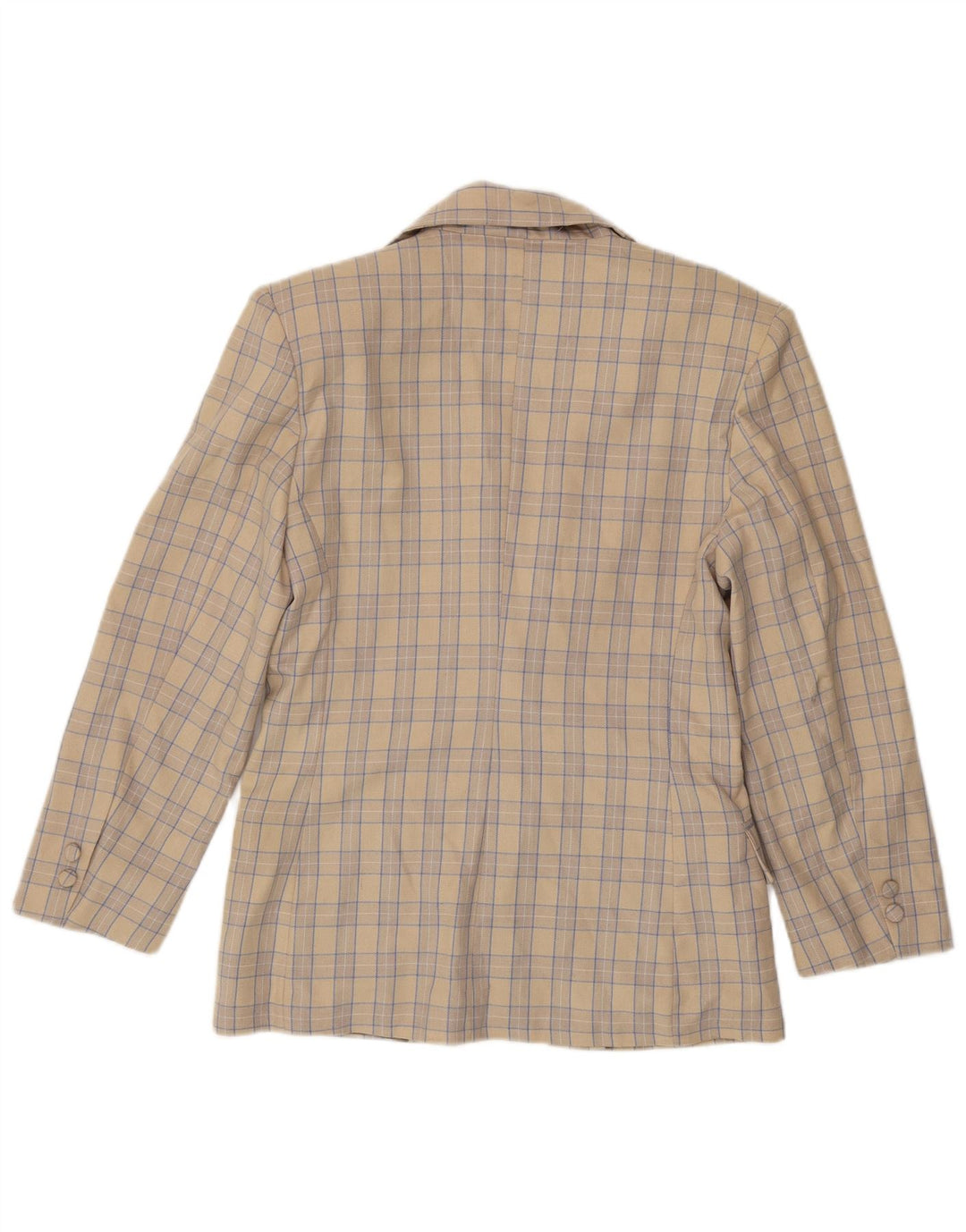 Jaqueta Blazer Feminina Ok com 2 Botões IT 44 Lã Xadrez Bege Médio