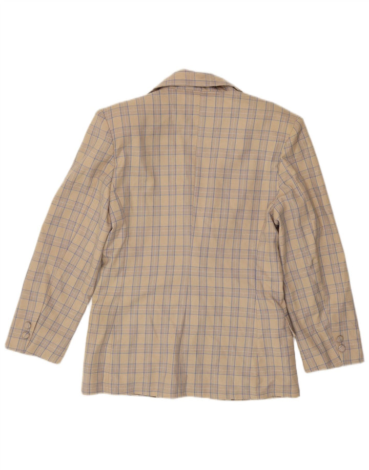 Jaqueta Blazer Feminina Ok com 2 Botões IT 44 Lã Xadrez Bege Médio
