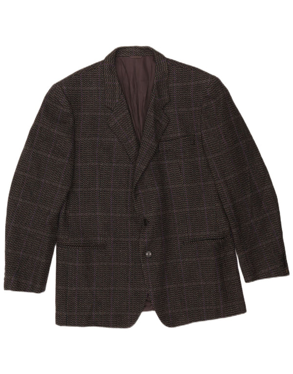 Jaqueta blazer masculina Cerruti 1881 com 2 botões IT 54 2XL lã de cordeiro xadrez cinza