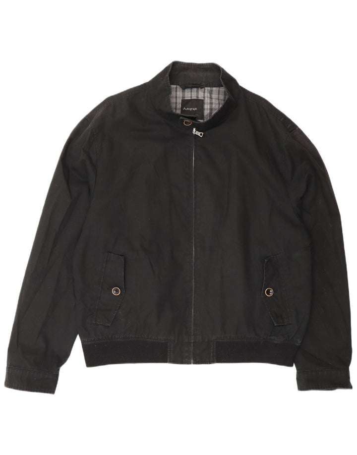 Jaqueta masculina Marks & Spencer Autograph Bomber UK 42 XL algodão preto