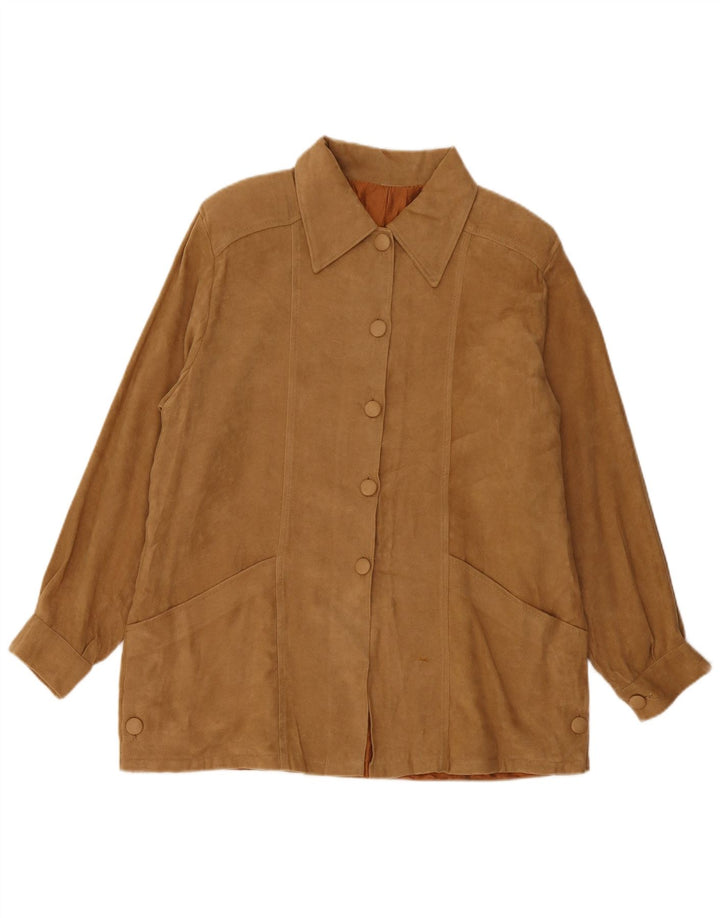 Jaqueta de camurça feminina vintage Reino Unido 16 grande marrom