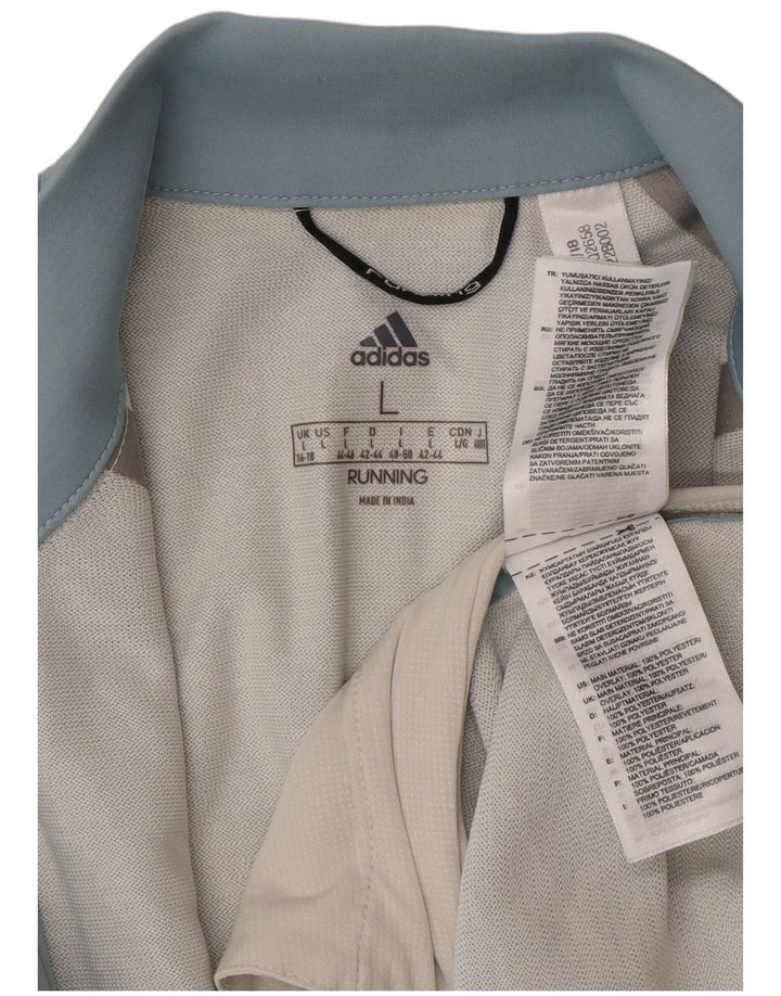 Adidas feminino manga 3/4 agasalho top jaqueta Reino Unido 16/18 grande azul poliéster