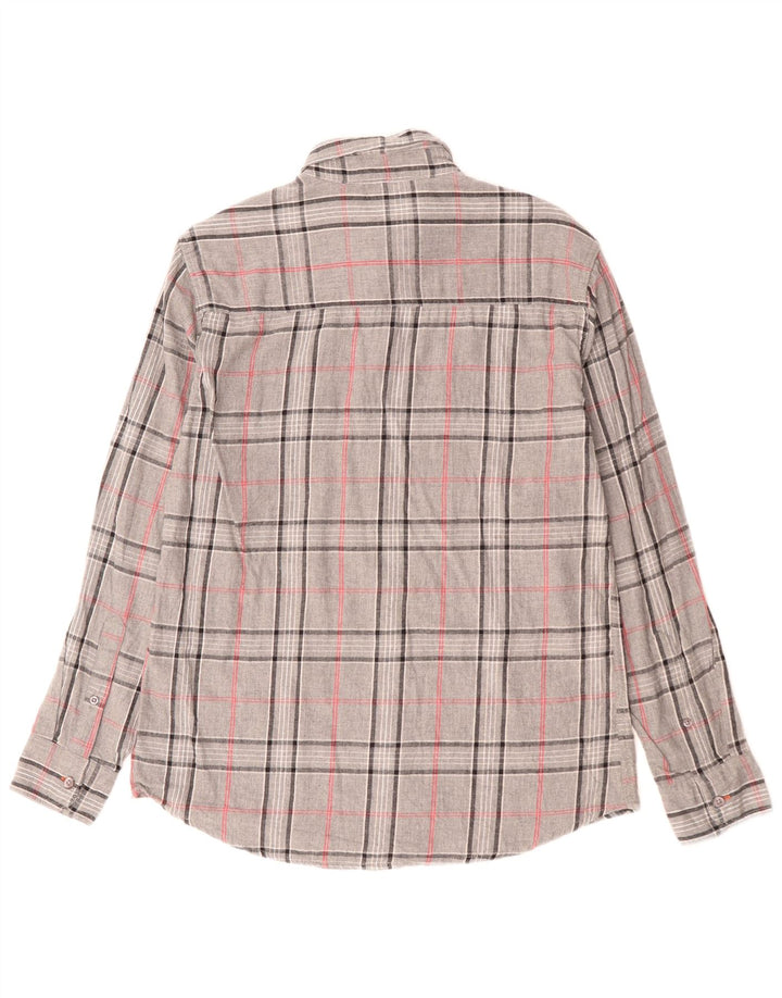Camisa masculina de flanela Avirex algodão xadrez cinza médio