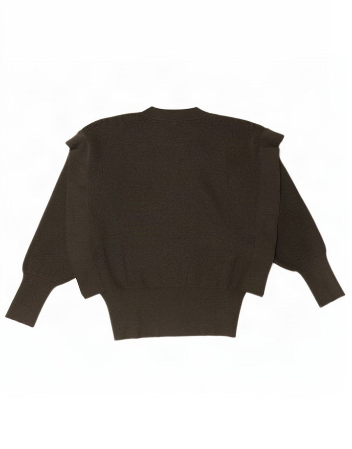 Suéter feminino Zara Batwing com gola redonda Reino Unido 10 lã cáqui pequena