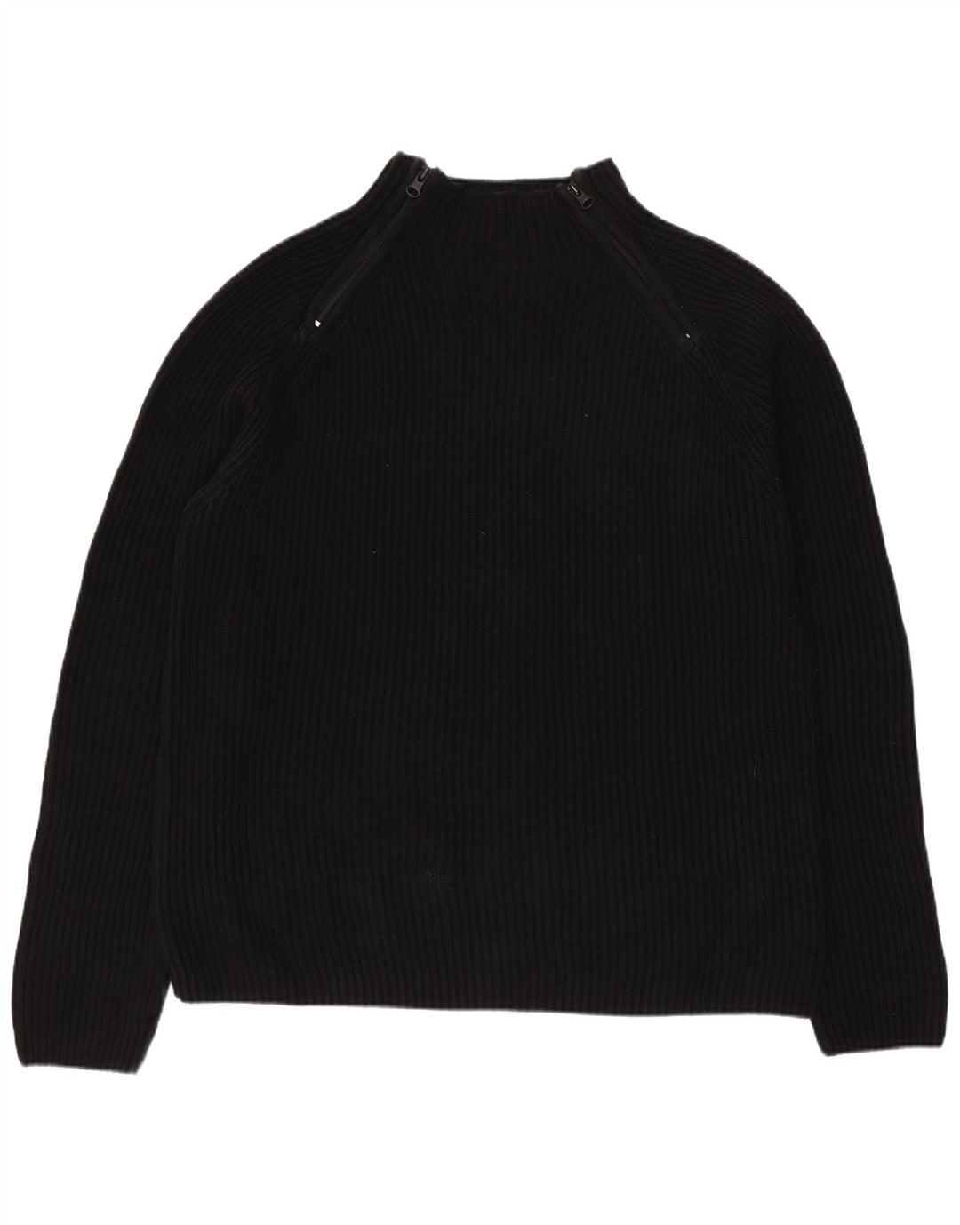 Suéter masculino Zara com zíper e gola alta de algodão preto grande