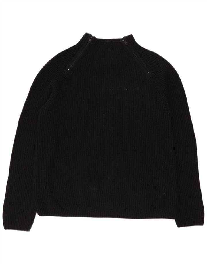 Suéter masculino Zara com zíper e gola alta de algodão preto grande