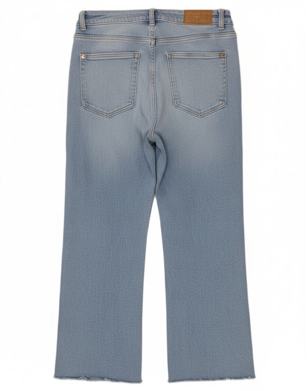 Calça jeans feminina Zara cintura alta cortada UE 38 pequeno W28 L25 algodão azul