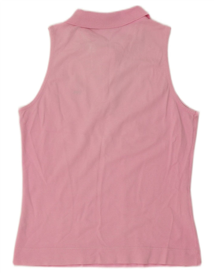 Camisa polo feminina sem mangas Lacoste tamanho 40 algodão rosa médio