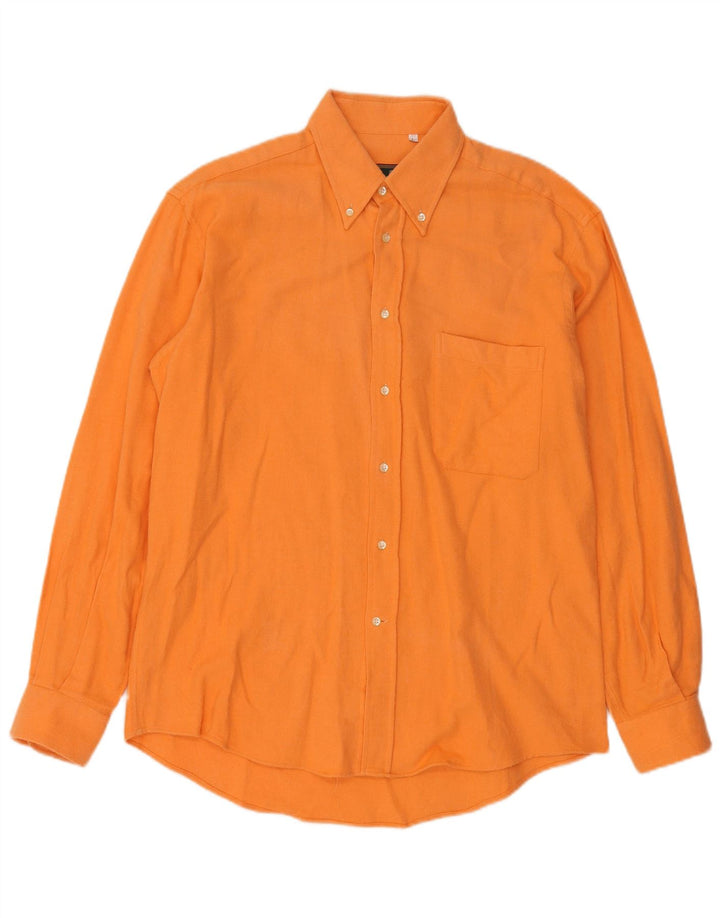 Camisa masculina de flanela CORNELIANI grande algodão laranja