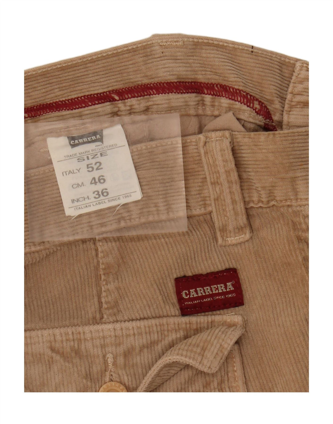 CARRERA Mens Straight Corduroy Trousers W36 L28 Beige Cotton Vintage Carrera and Second-Hand Carrera from Messina Hembry 