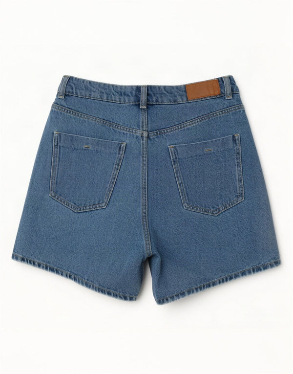 Shorts jeans feminino de cintura alta Zara EU 40 médio W30 azul