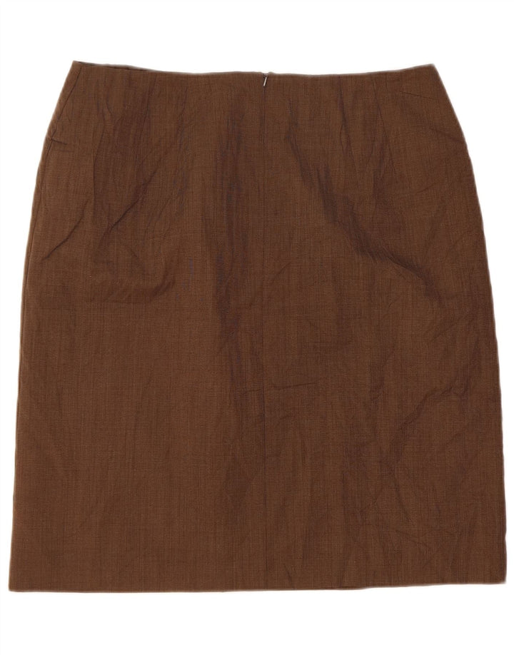 Saia lápis feminina MARKS & SPENCER UK 18 XL W32 lã marrom