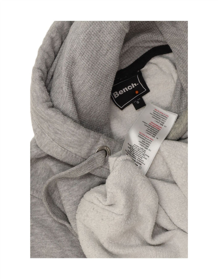 BENCH Mens Graphic Hoodie Jumper Small Grey Cotton