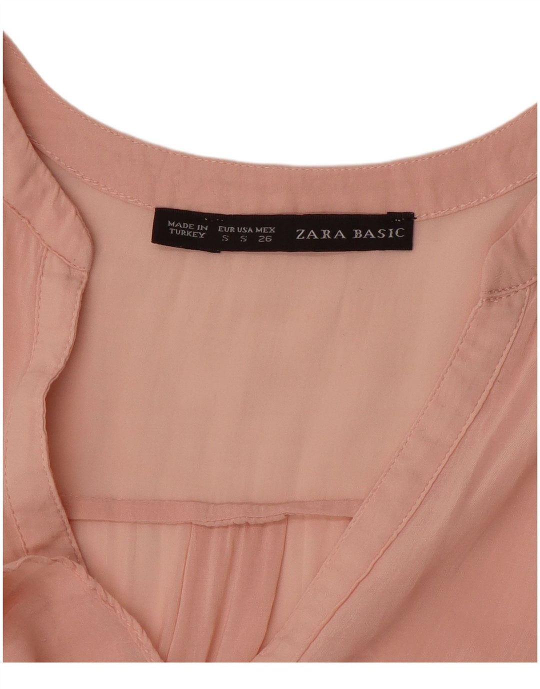 Túnica feminina Zara manga 3/4 transparente Reino Unido 10 pequeno rosa