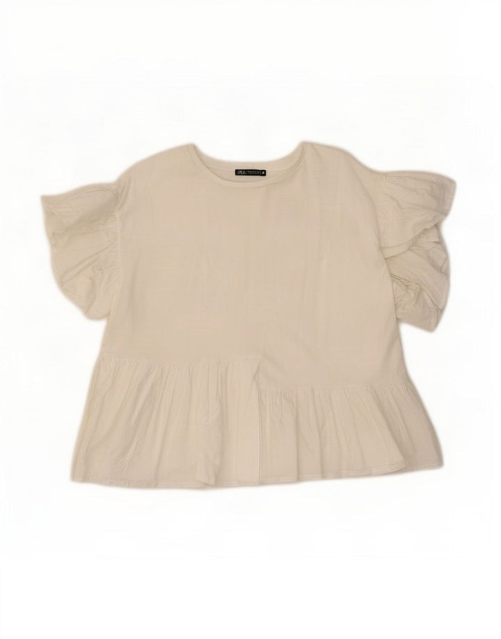 Blusa feminina Zara Top UK 14 algodão branco médio