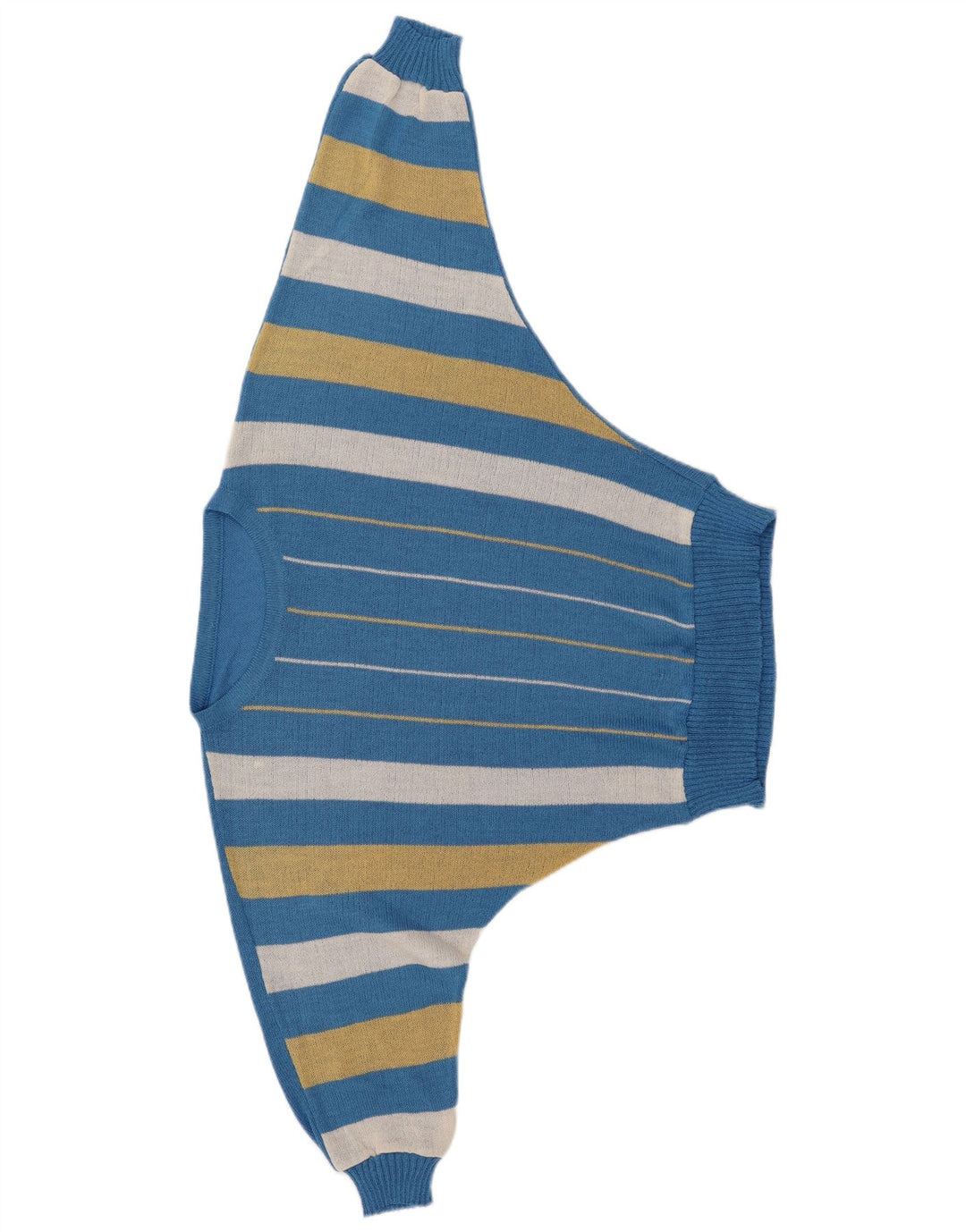Suéter feminino VINTAGE Batwing com gola barco IT 40 listrado azul pequeno