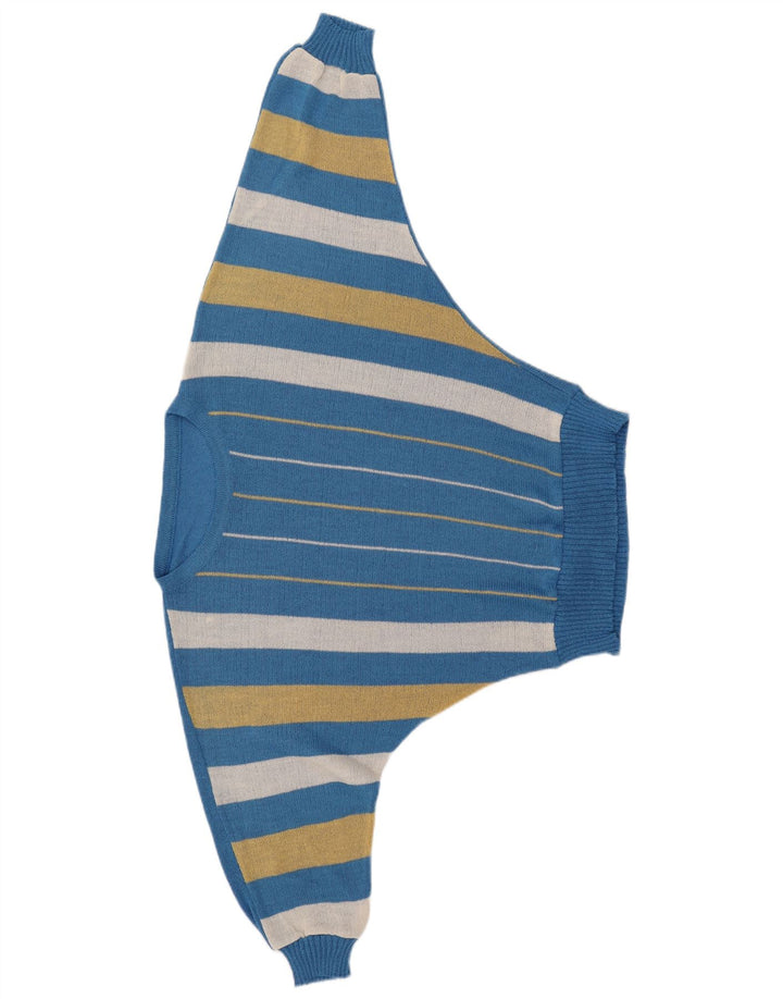Suéter feminino VINTAGE Batwing com gola barco IT 40 listrado azul pequeno