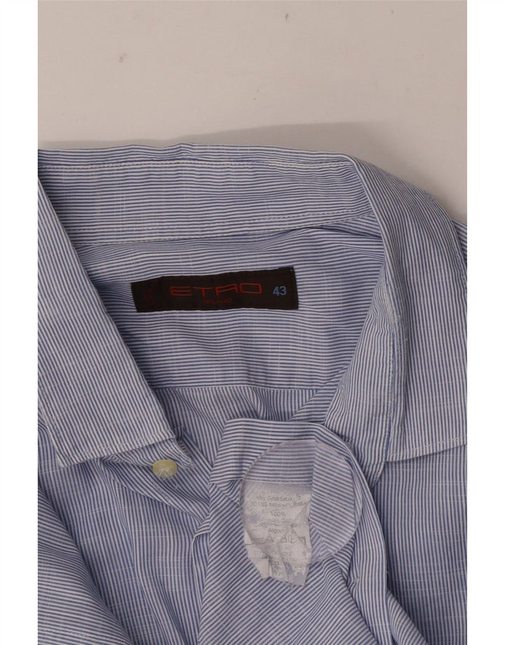 Camisa masculina Etro tamanho 43 grande algodão listrado azul