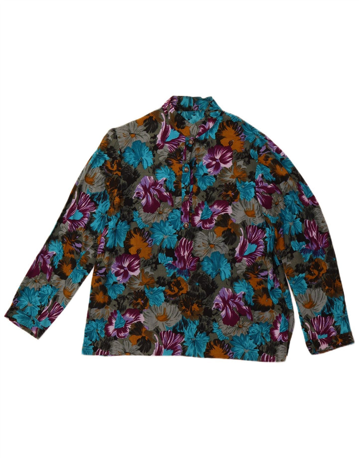 VINTAGE Womens Pullover Shirt Blouse UK 14 Large Multicoloured Floral