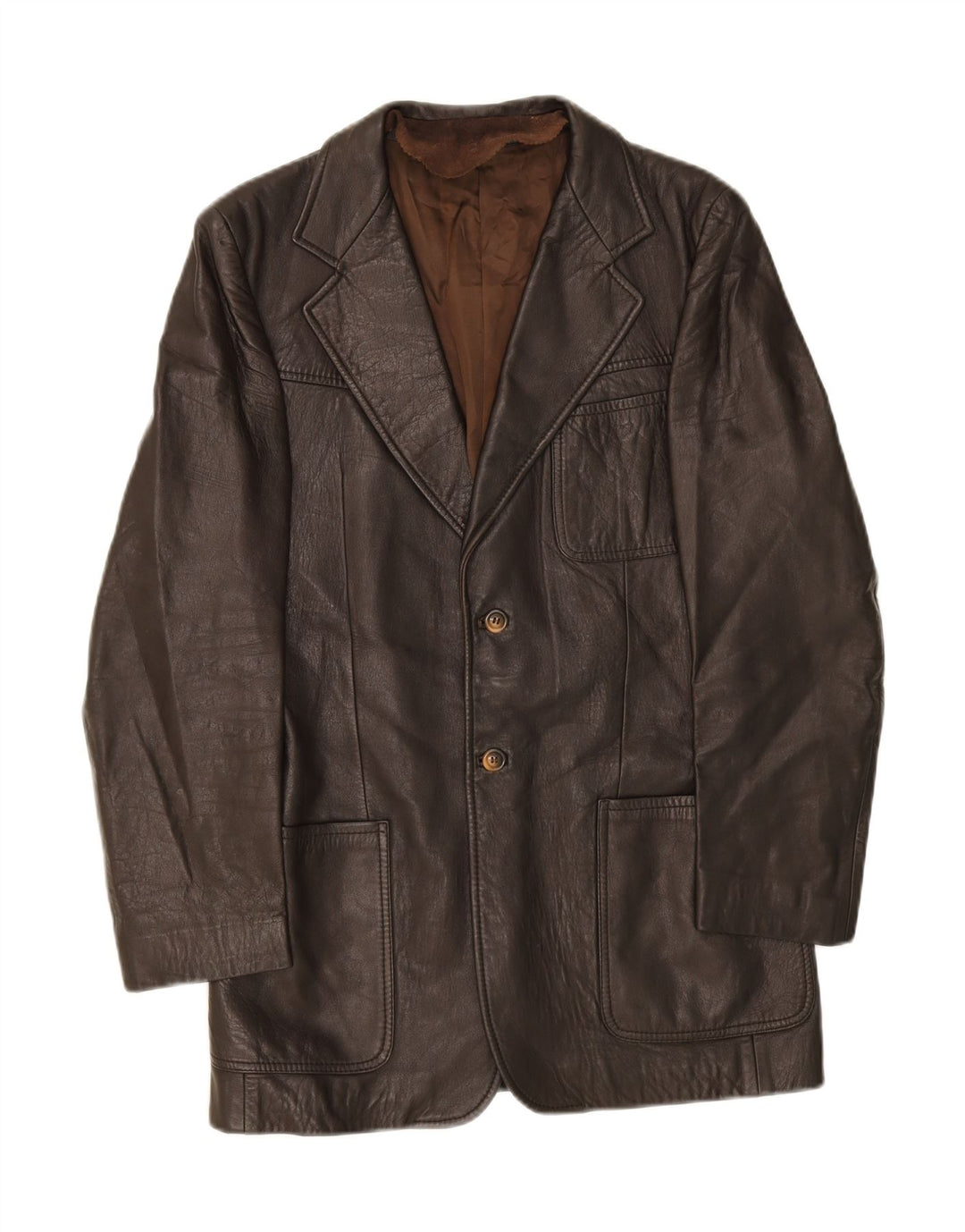 VINTAGE Womens Leather Jacket IT 52 2XL Brown Vintage Vintage and Second-Hand Vintage from Messina Hembry 