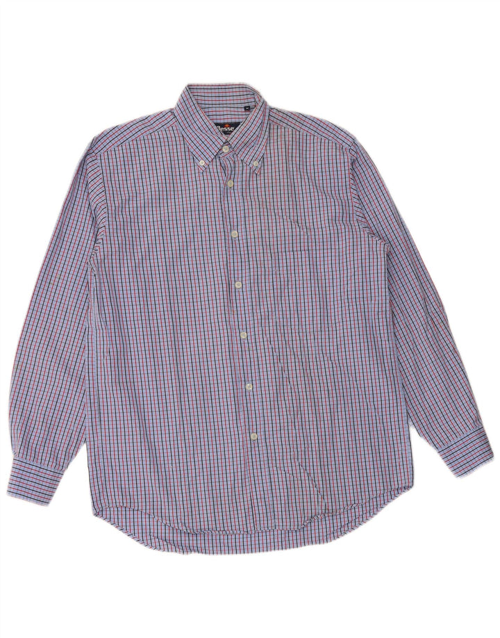 Camisa masculina ELLESSE de algodão xadrez azul médio