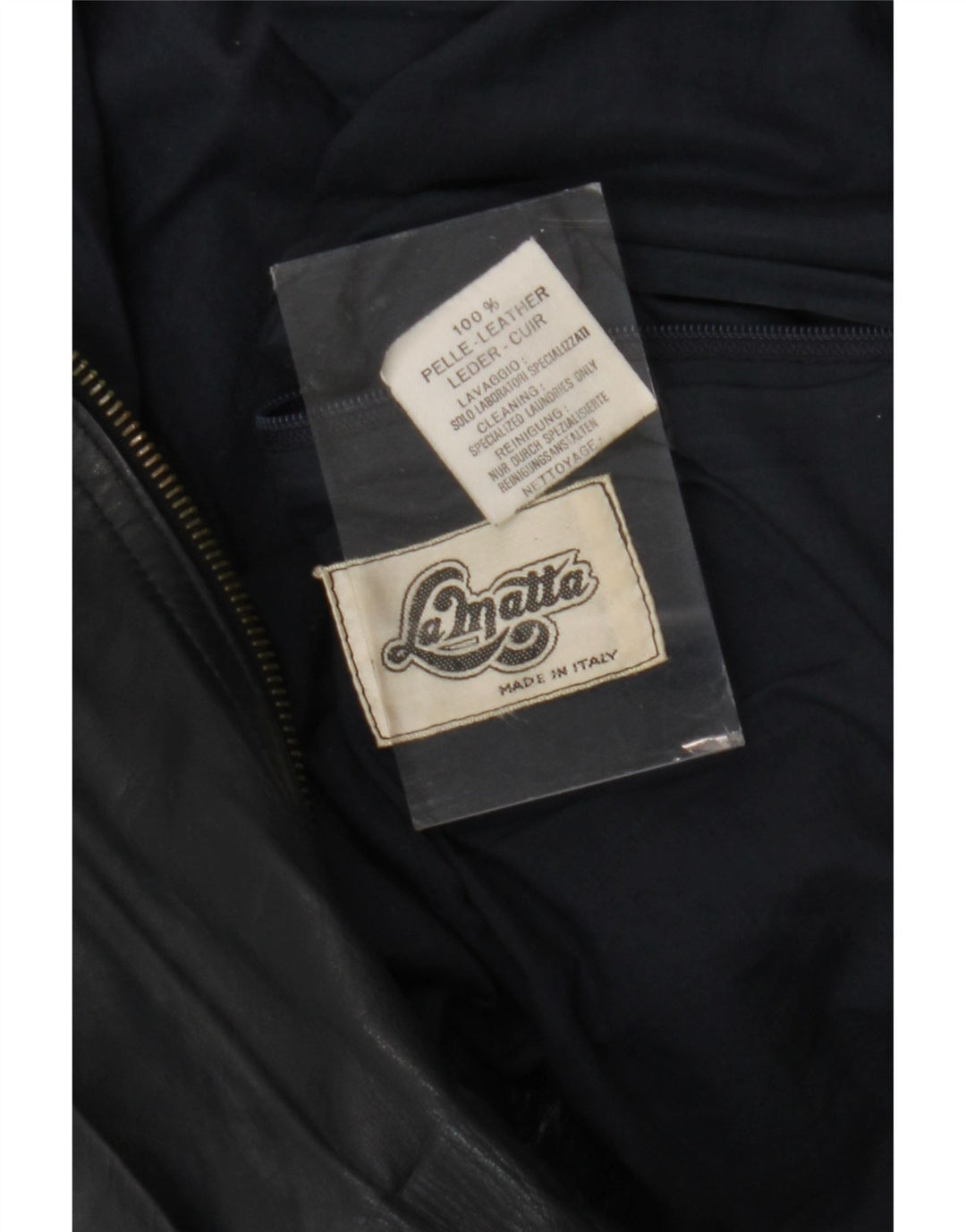 Jaqueta masculina de couro bomber La Matta Reino Unido 38 couro azul marinho médio